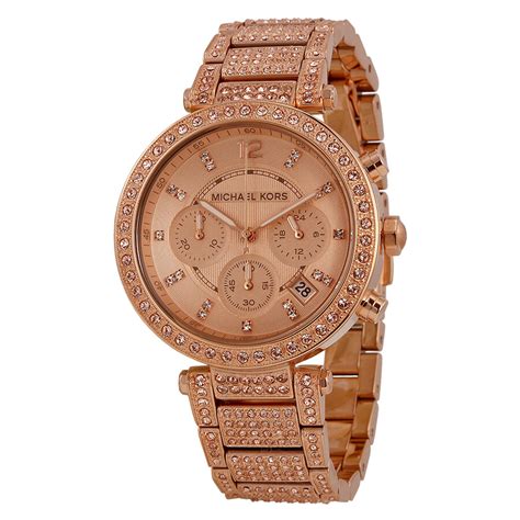 michael kors rose and yellow watch|Michael Kors parker chronograph watch.